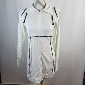 Athleta Cream Utility Jacket with Black Trim